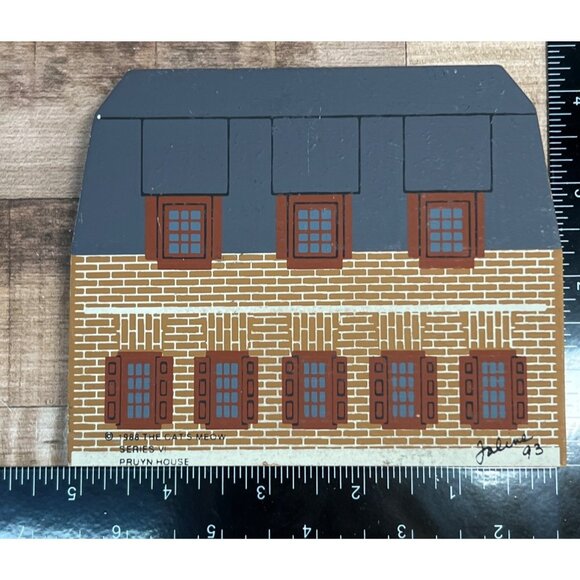 Handcrafted Wooden 1766 Brick House Decor Signed 1993 By Artist - Picture 2 of 2